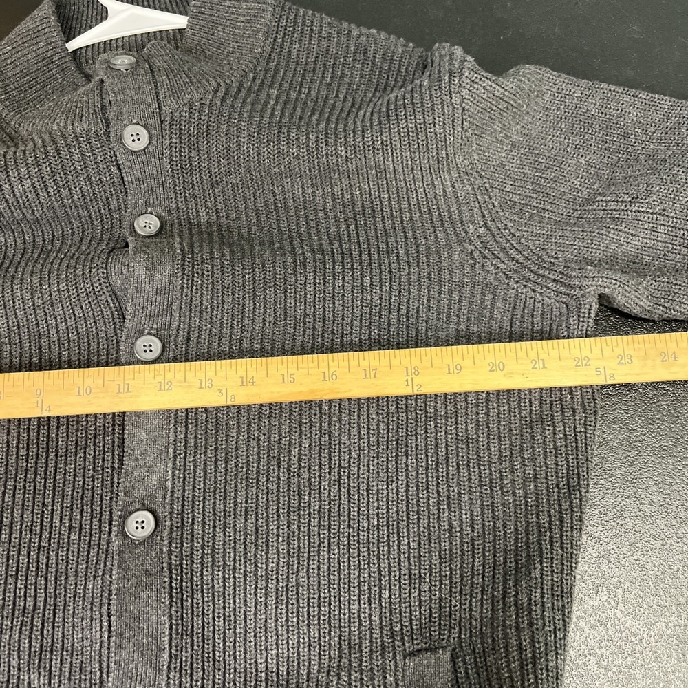 Van Heusen Cardigan Mens XL‎ Gray Never Tuck Ribbed Button Up Mock Neck Sweater - Picture 3 of 6